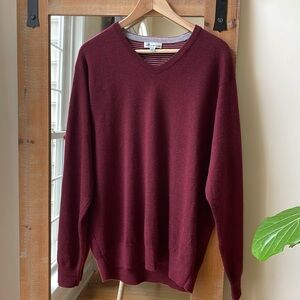 Peter Millar Maroon V-Neck Cashmere Sweater Size L